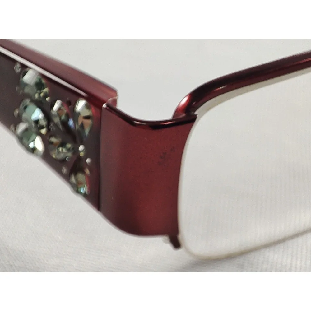 Vera Wang Ronce BU Burgundy Crystal Embellished Eyeglass Frames 54-16-137 + Case